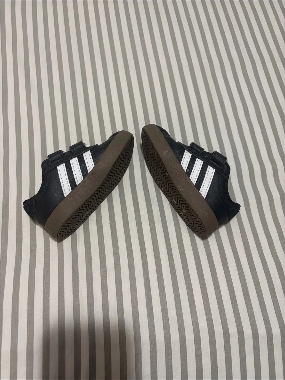 adidas Kids Black Sneakers with White Stripes